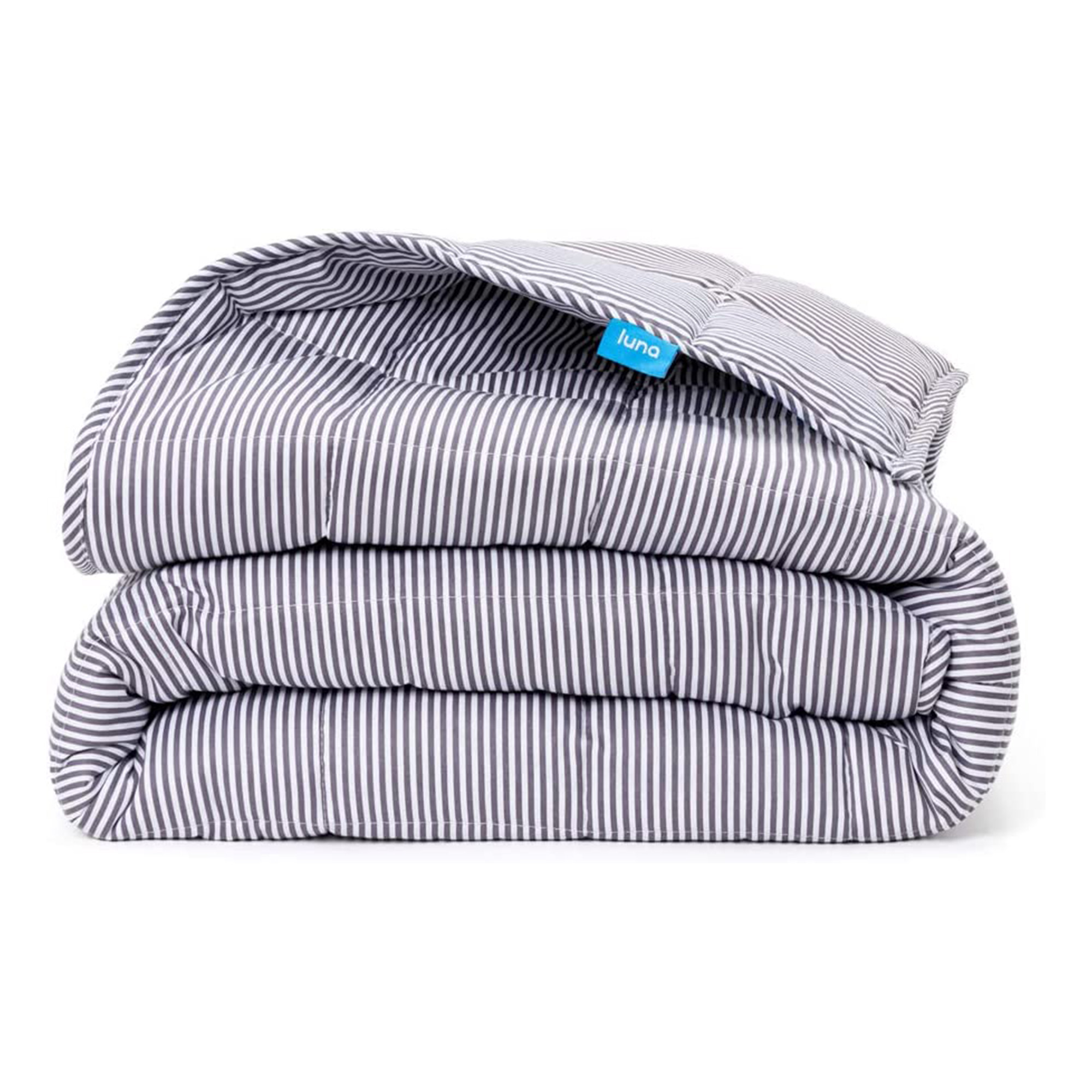 Luna Adult Breathable Cotton Weighted Blanket, 48x72 In, Gray/White Boxed (Used)